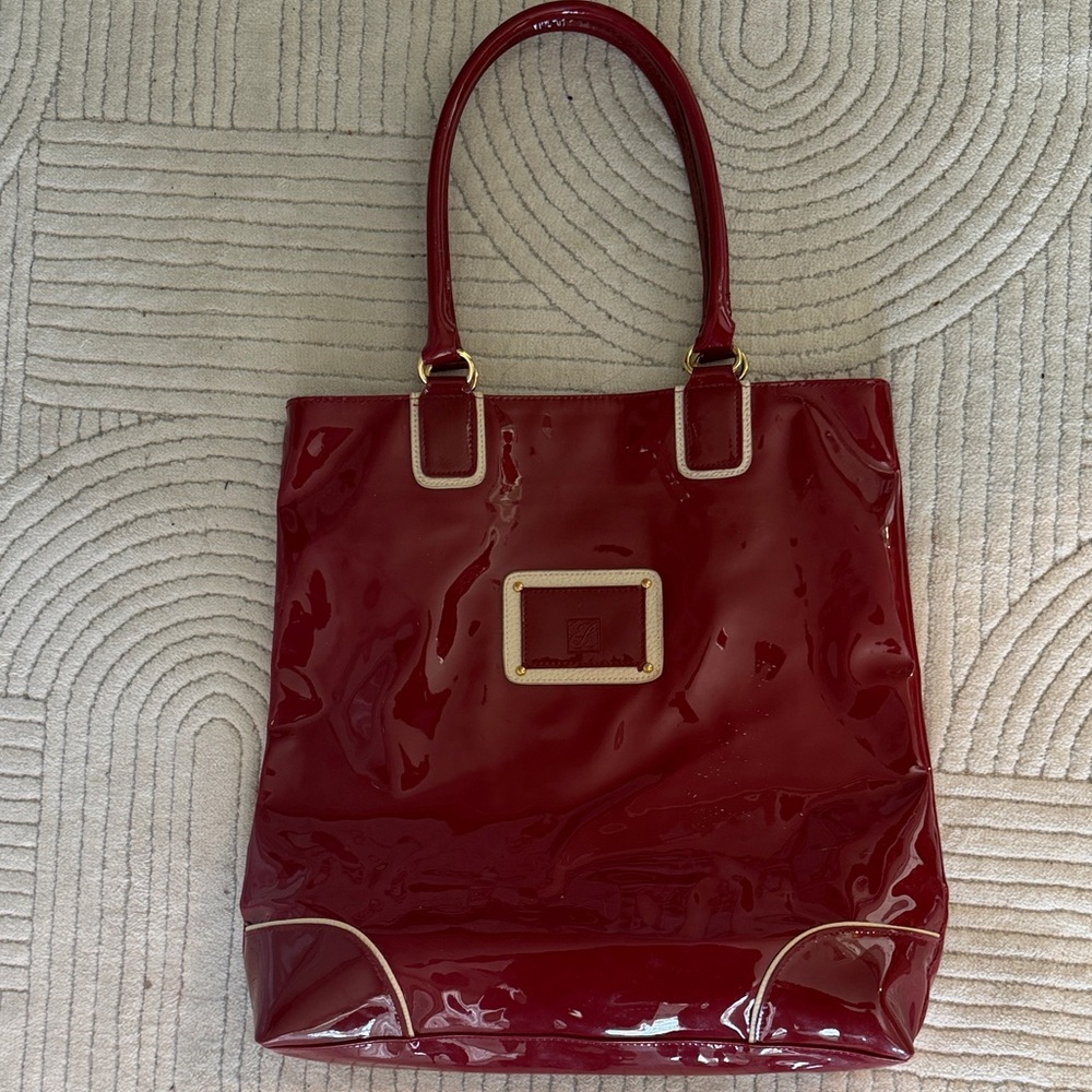 Etienne Aigner Glossy Red Tote Bag